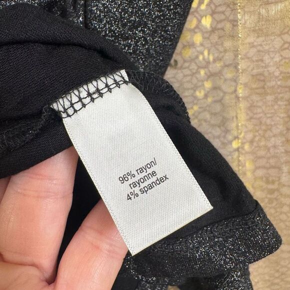 Maurices Edgely Black Silver Shimmer Crew Neck Tee Shirt Large - Picture 5 of 7